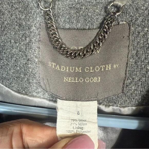 J. Crew Pea Coat Stadium Cloth Nello Gori Gray Gold Button Jacket size 8‎ - Picture 6 of 12